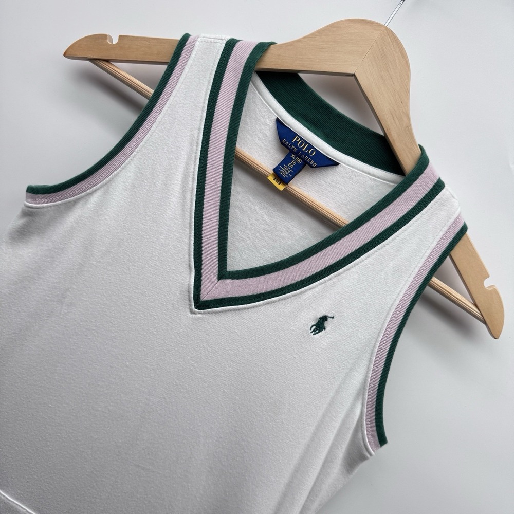 Polo Ralph Lauren Girls Dress XL 16 White Cotton Terry Sleeveless Tennis Skirt